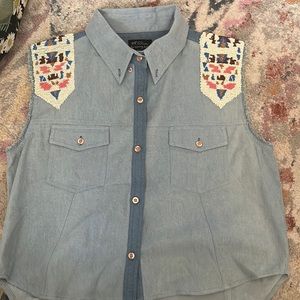 Torn by Ronny Kobo Dixie Sleeveless beaded top (m)